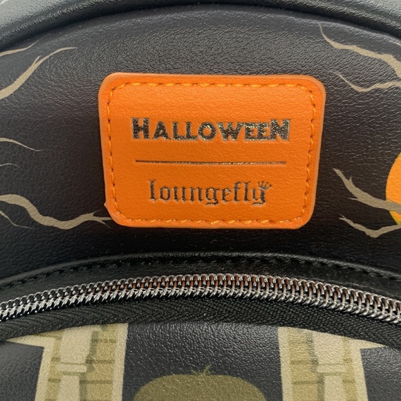 Loungefly NEW Halloween Michael Meyers Black Orange White Backpack Pumpkin - Picture 2 of 10